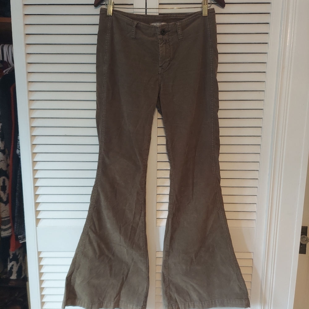 Free People olive green couderoy bell bottoms